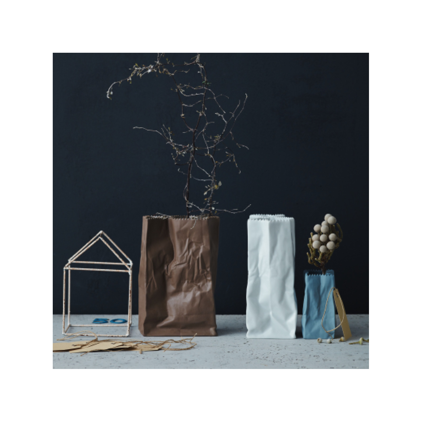 Wazon 14 cm Paper Bag biały