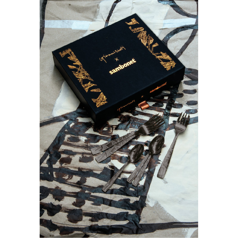 Sambonet Jungle zestaw 6 widelczyków do ciasta czarne