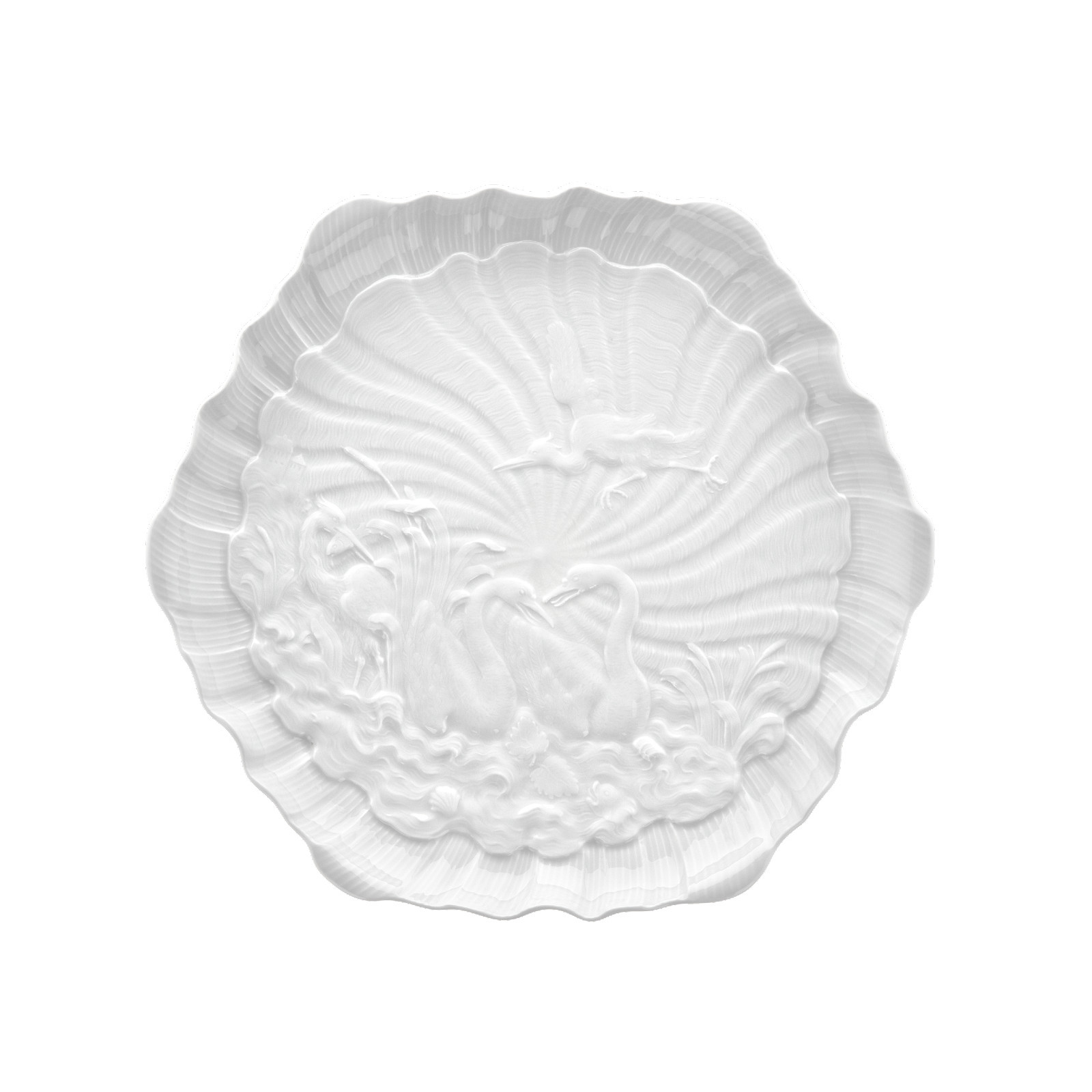Meissen Talerz do ciasta 29 cm Łabędź biały