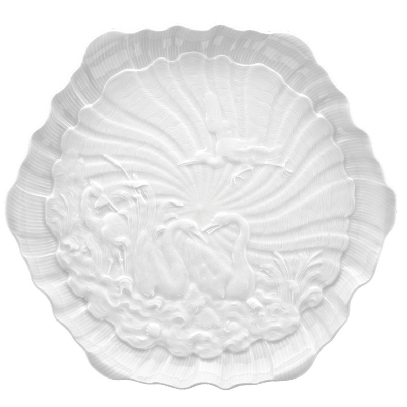 Meissen Talerz do ciasta 29 cm Łabędź biały