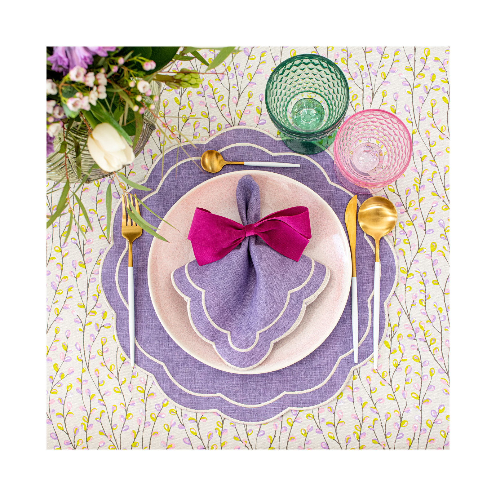 Zestaw 4 szt. aksamitnych kokardek Fuchsia Bows