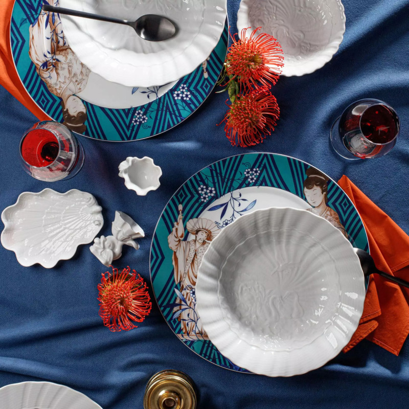 Meissen Talerz głęboki 25 cm Łabędź biały