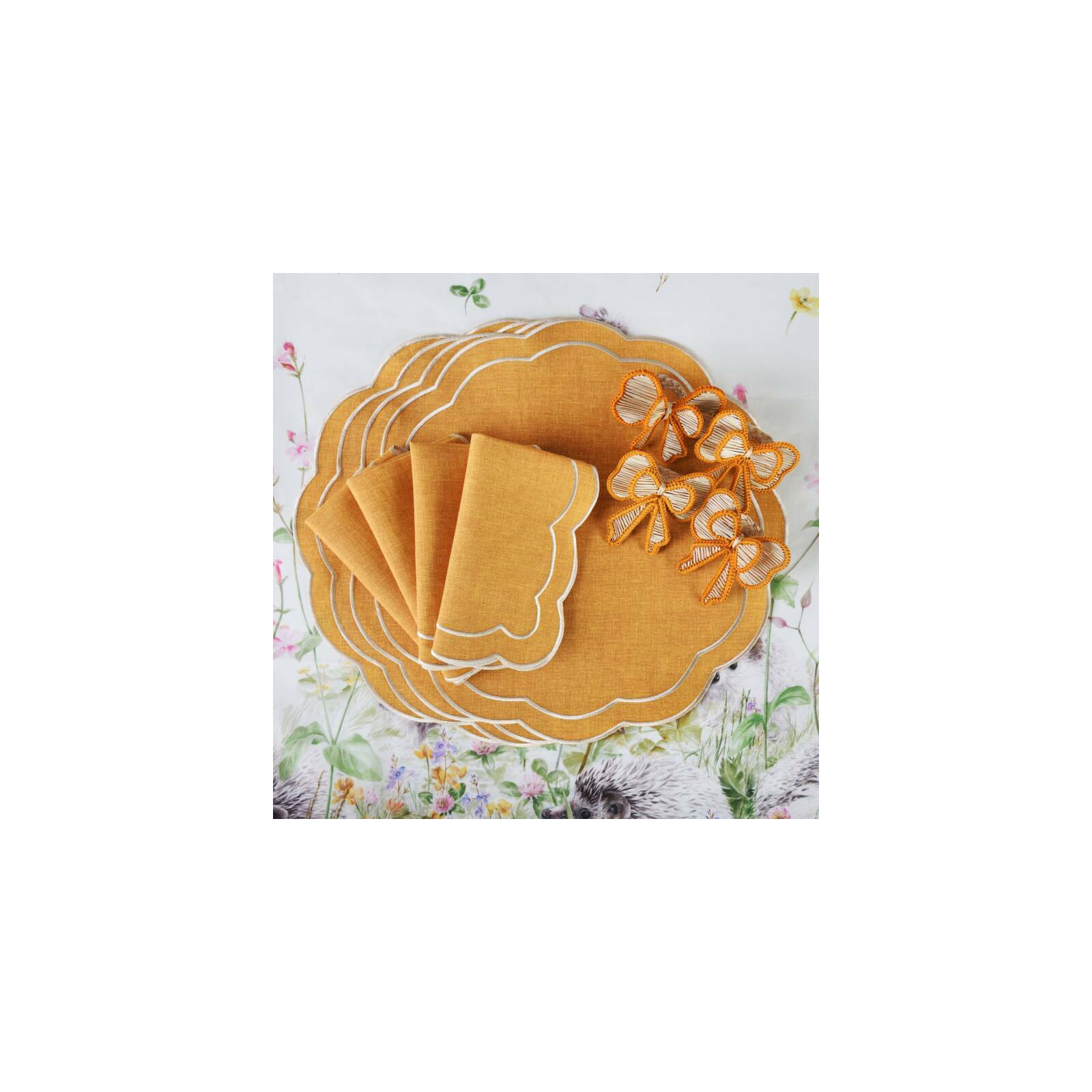 Zestaw 6 szt. obrączek na serwetki Yellow Bows