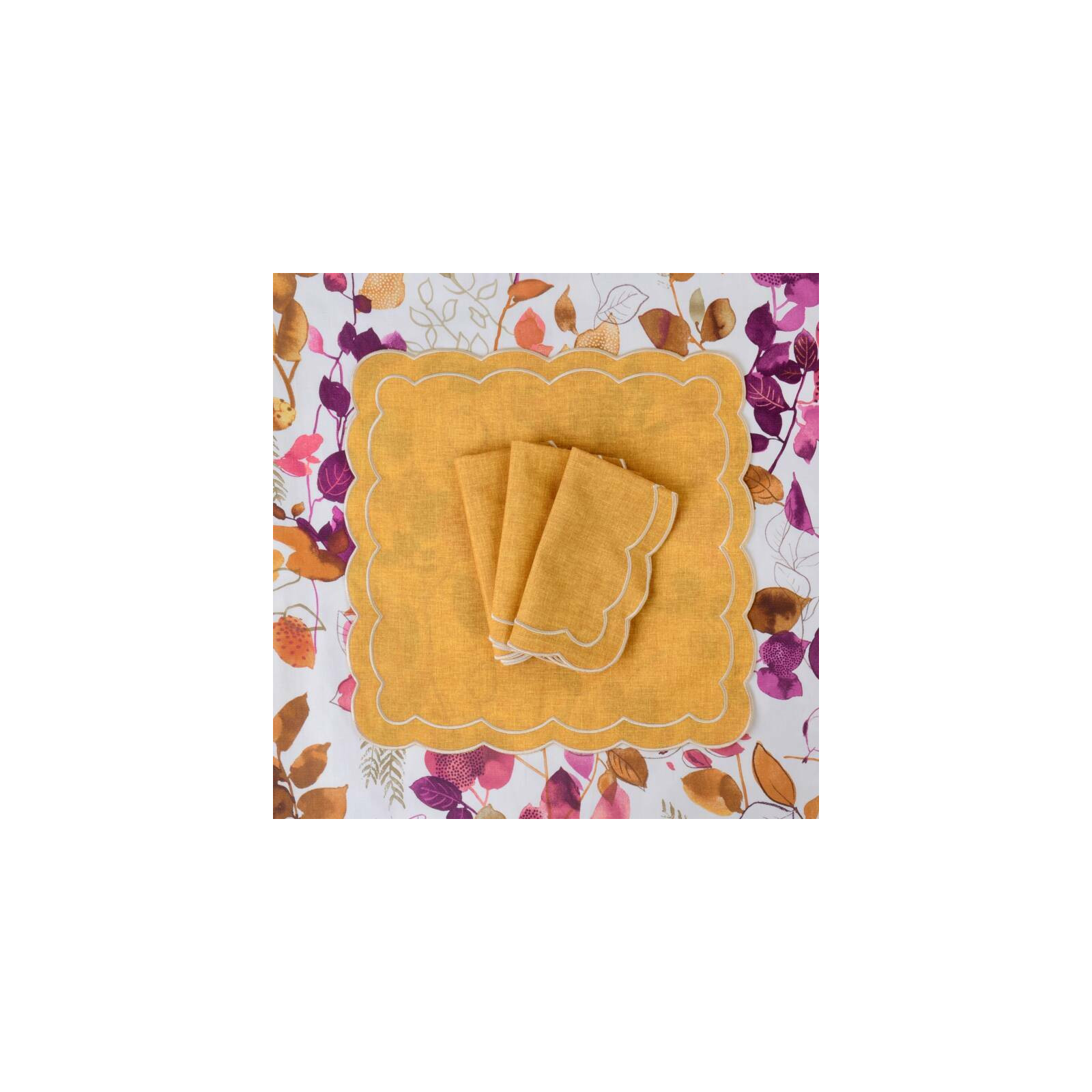 Zeatw 6 szt. haftowanych serwetek Yellow Petali