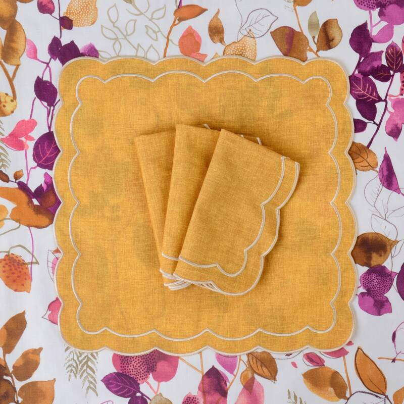 Zeatw 6 szt. haftowanych serwetek Yellow Petali