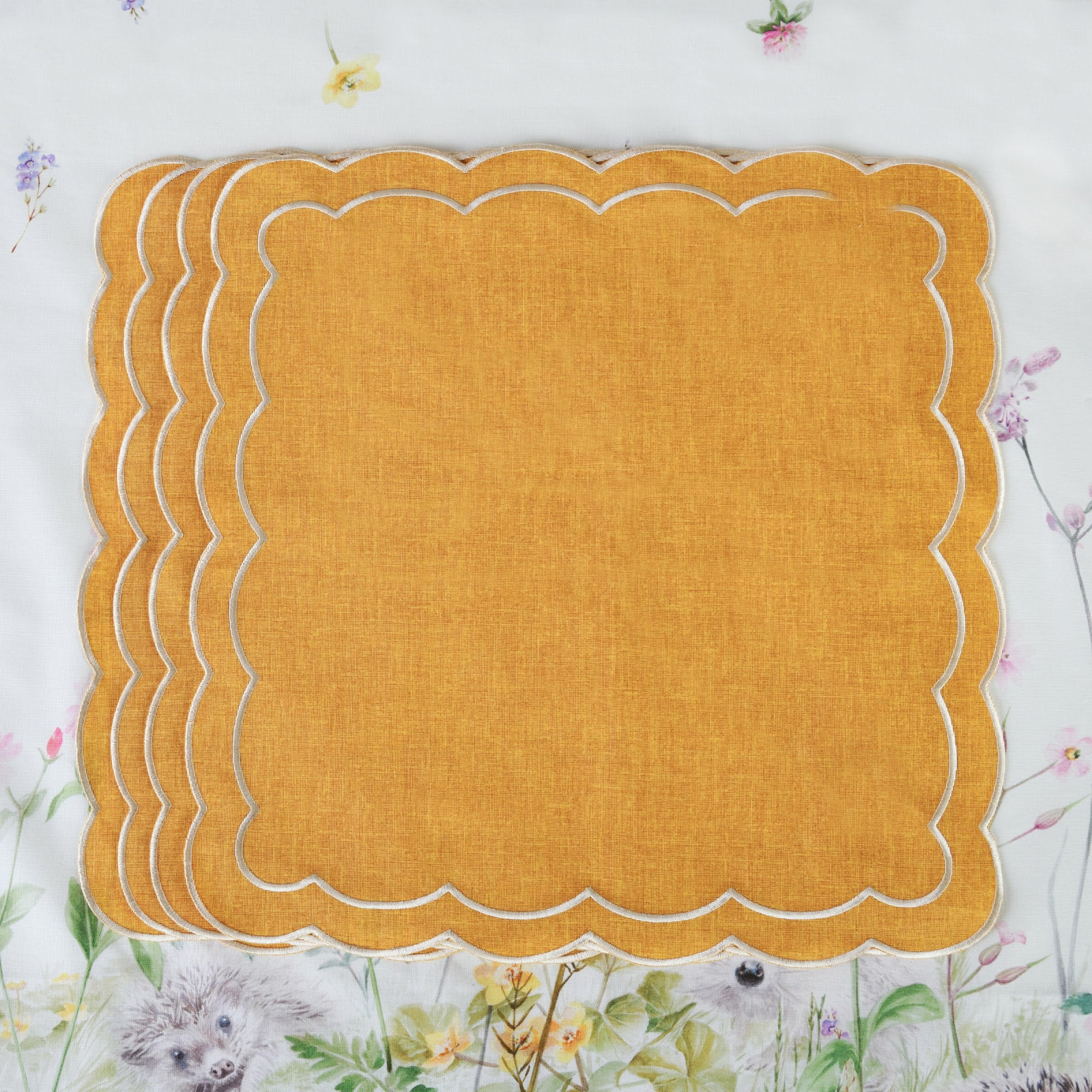 Zeatw 6 szt. haftowanych serwetek Yellow Petali