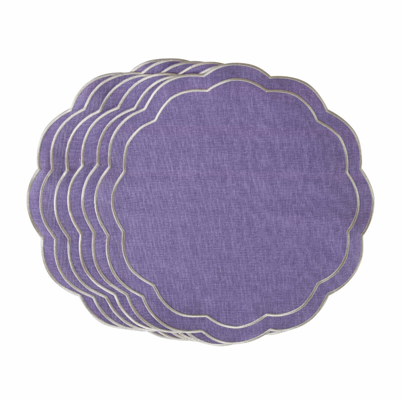 Zestaw 6 szt. haftowanych podkładek Purple Petali