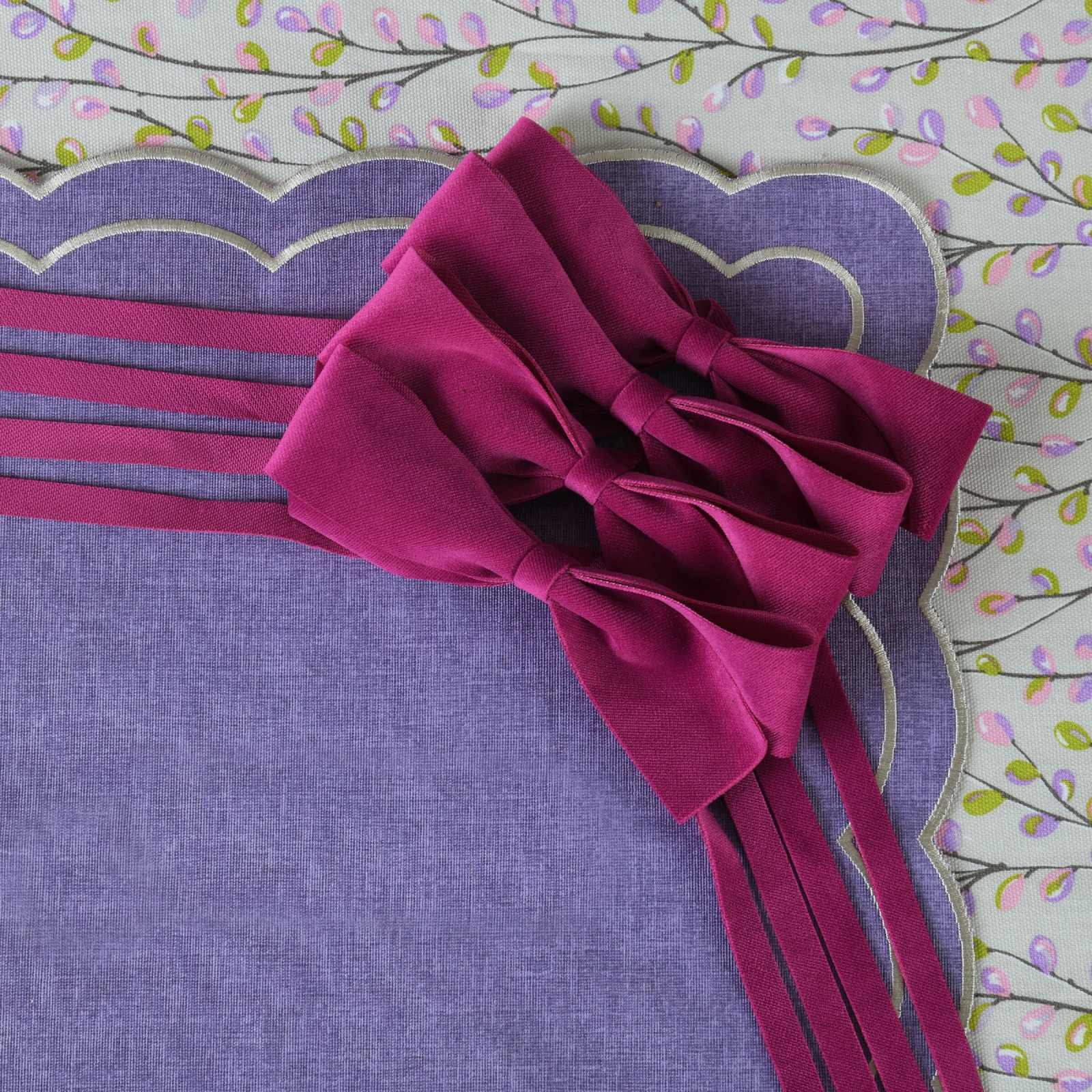 Zestaw 6 szt. aksamitnych kokardek Fuchsia Bows