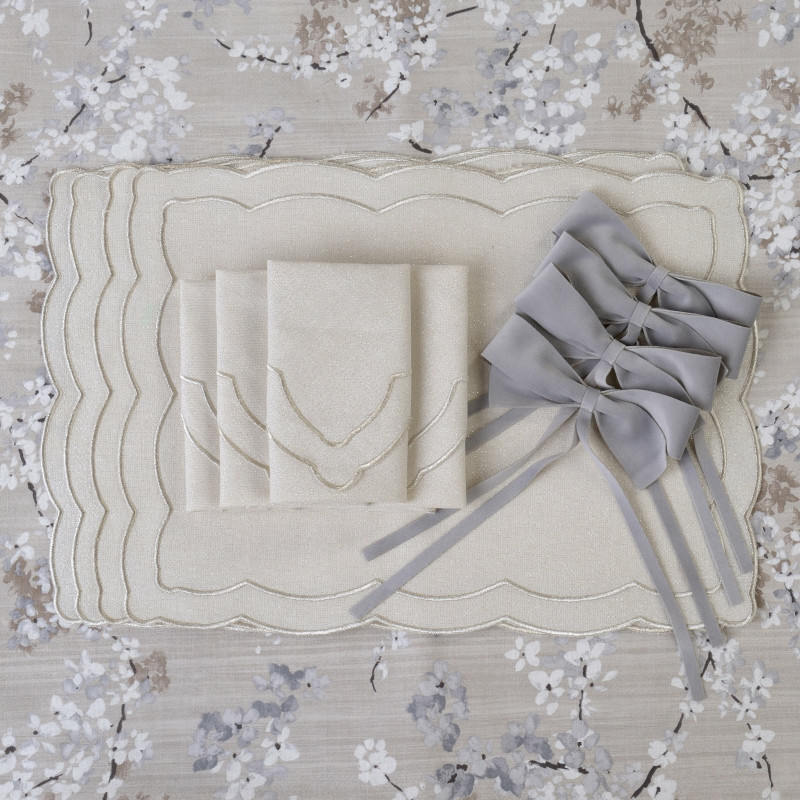 Zestaw 6 szt. aksamitnych kokardek Gray Bows