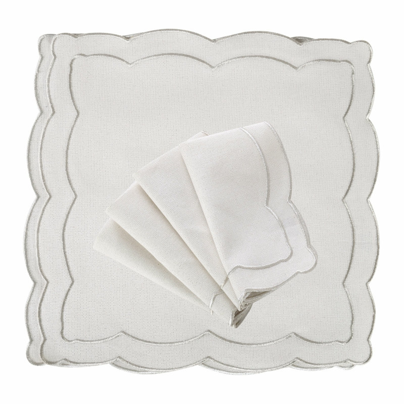 Zestaw 6 szt. haftowanych serwetek Silver Onde