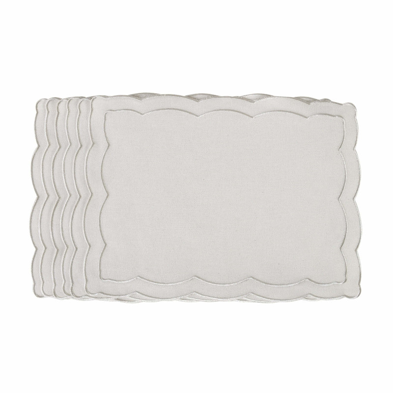 Zestaw 6 szt. haftowanych podkładek Silver Onde