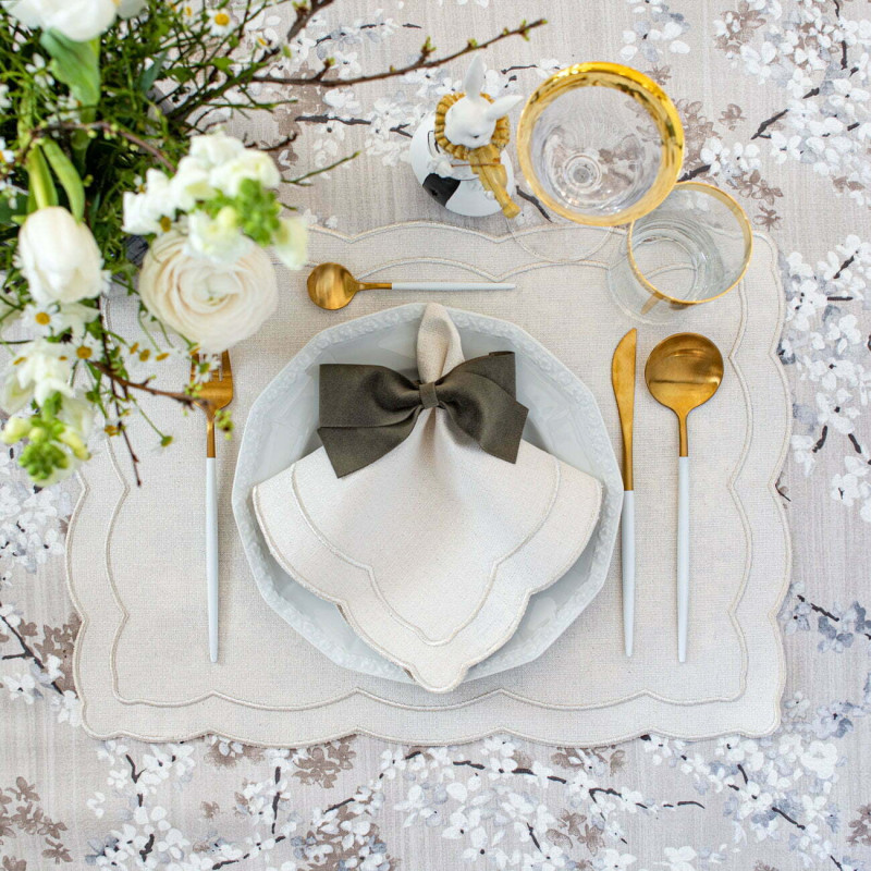 Zestaw 6 szt. haftowanych podkładek Silver Onde