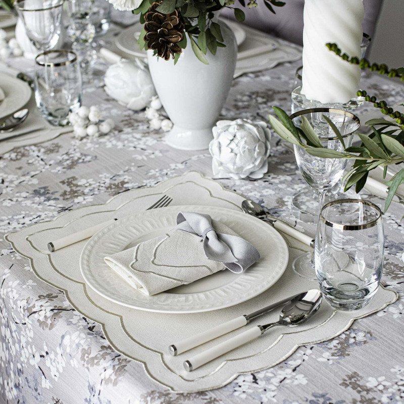 Zestaw 6 szt. haftowanych podkładek Silver Onde