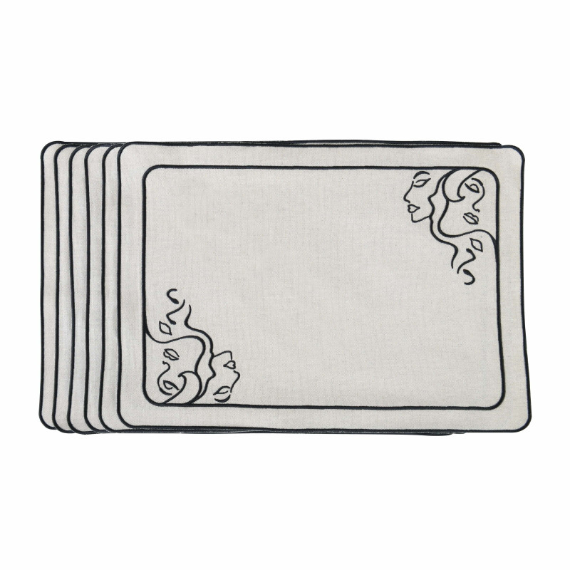 Zestaw 6 szt. haftowanych podkładek Venus