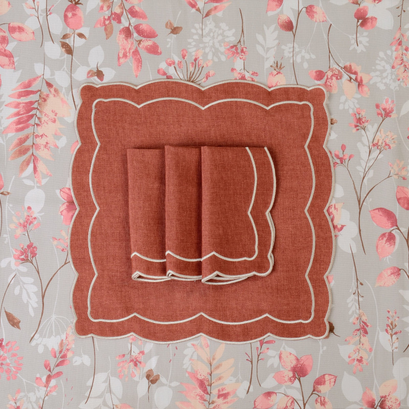 Zestaw 6 szt. haftowanych serwetek Rust Onde