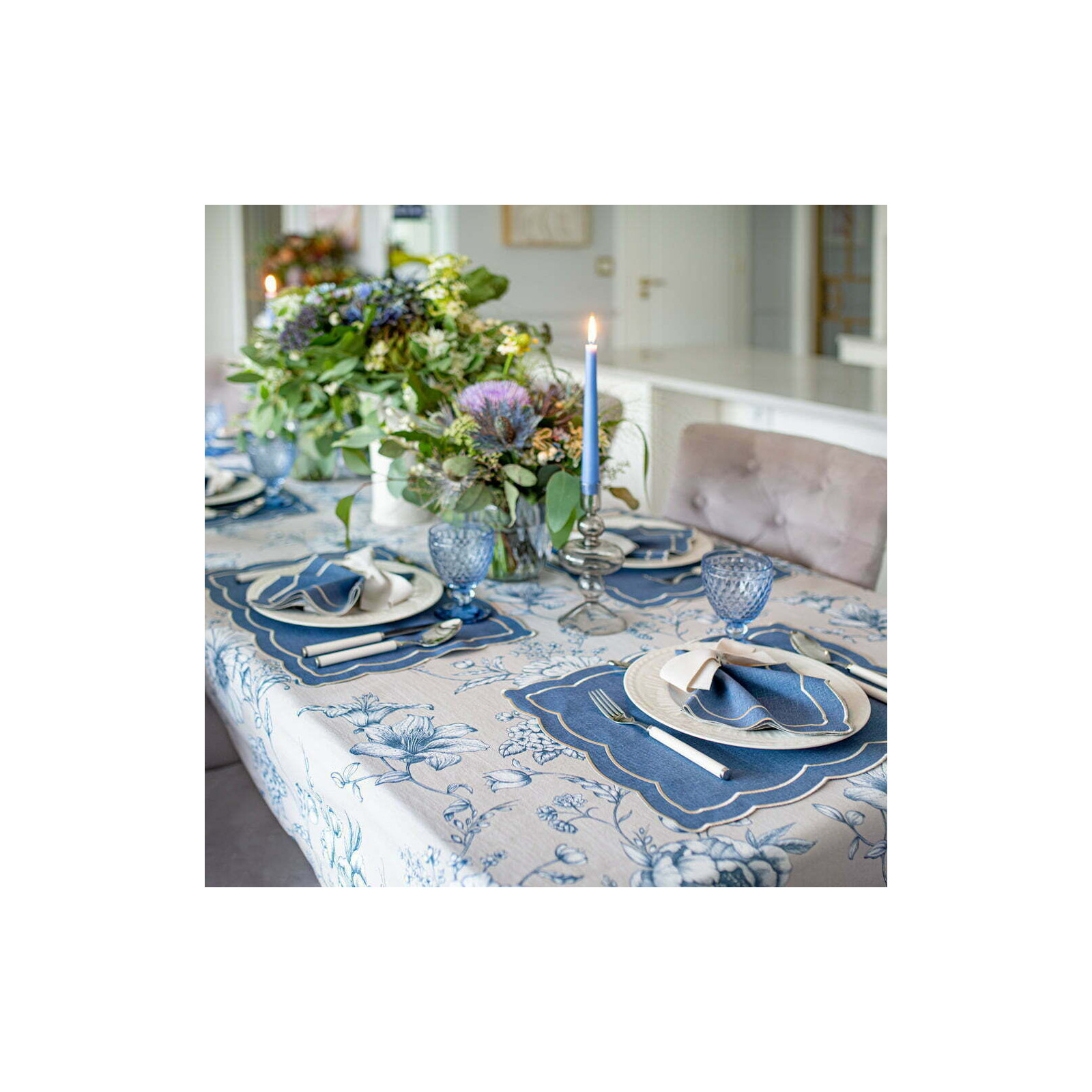 Obrus bawełniany Blossom Blue 130×300