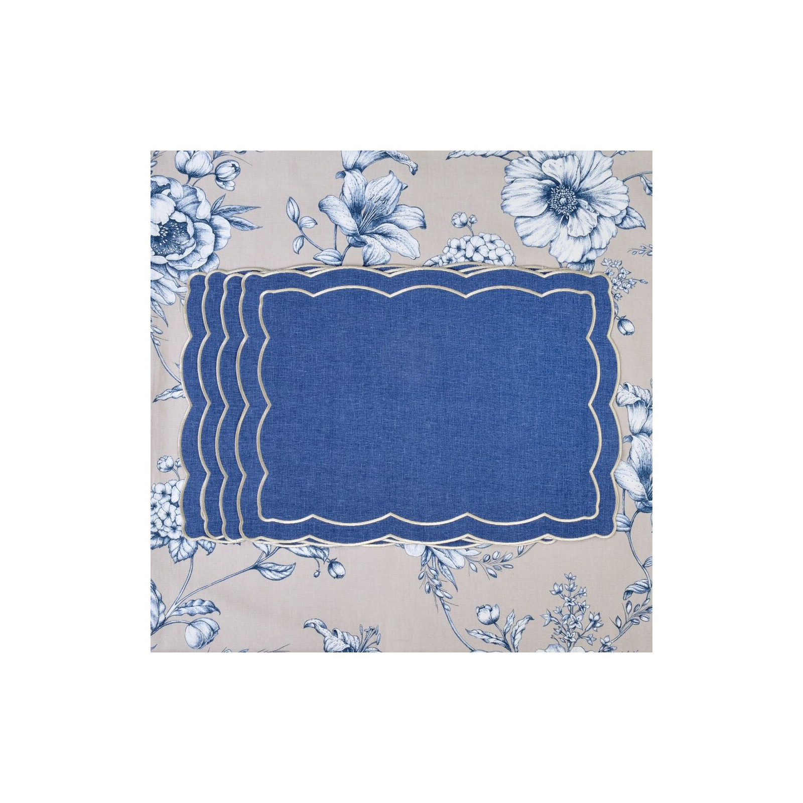 Zestaw 6 szt. haftowanych podkładek Blue Onde