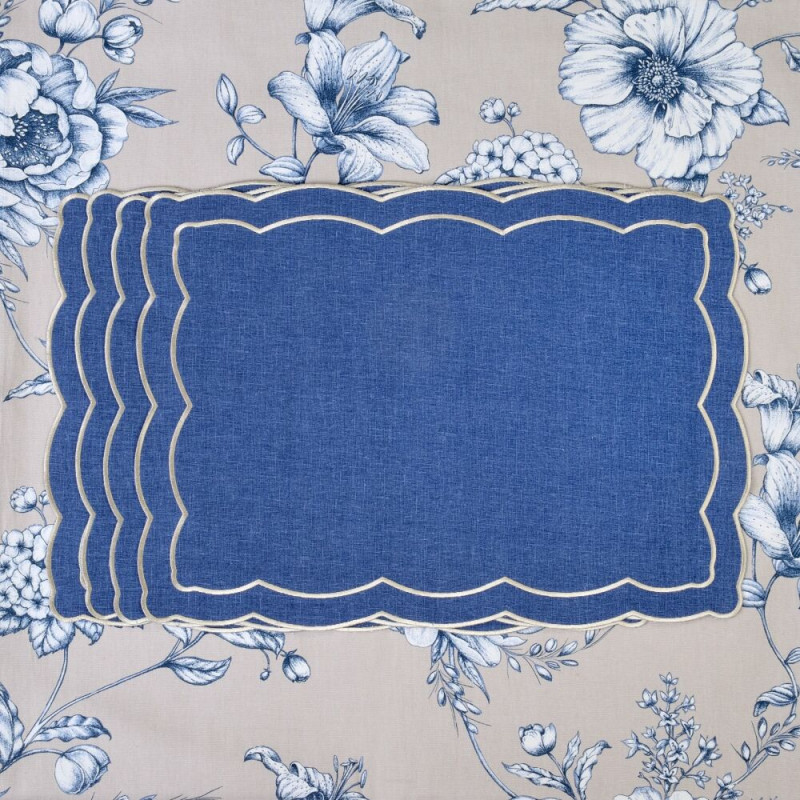 Zestaw 6 szt. haftowanych podkładek Blue Onde