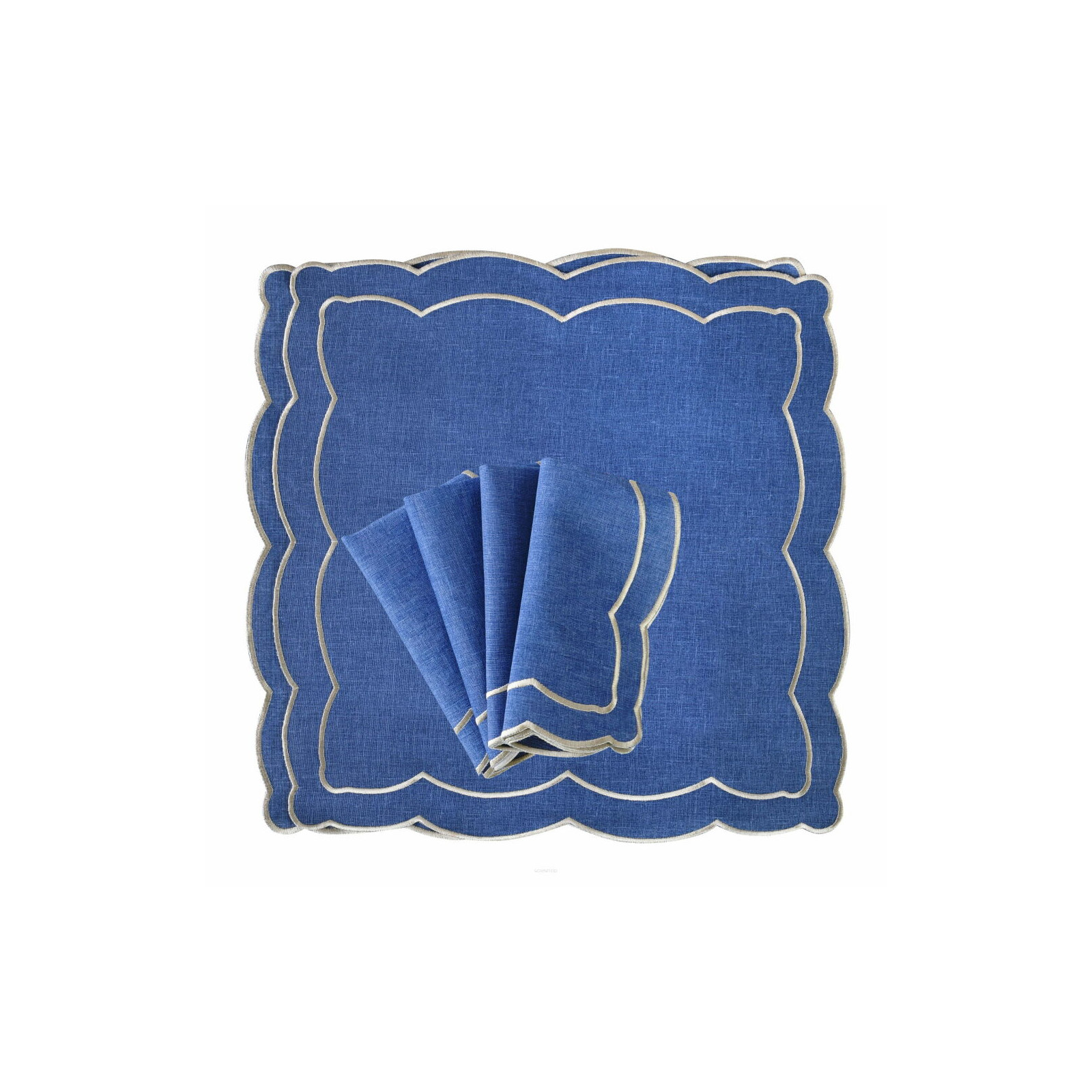 Zesatw 6 szt. haftowanych serwetek Blue Onde