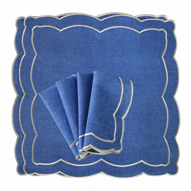 Zesatw 6 szt. haftowanych serwetek Blue Onde