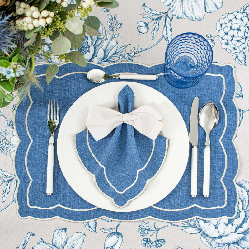 Zesatw 6 szt. haftowanych serwetek Blue Onde