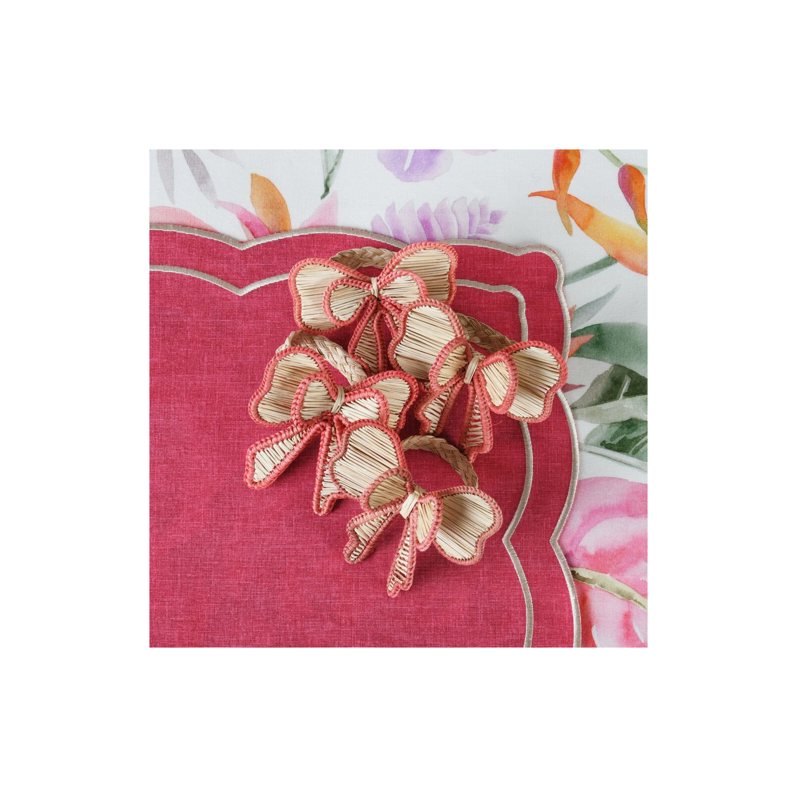 Zesatw 6 szt. obrączek na serwetki Pink Bows