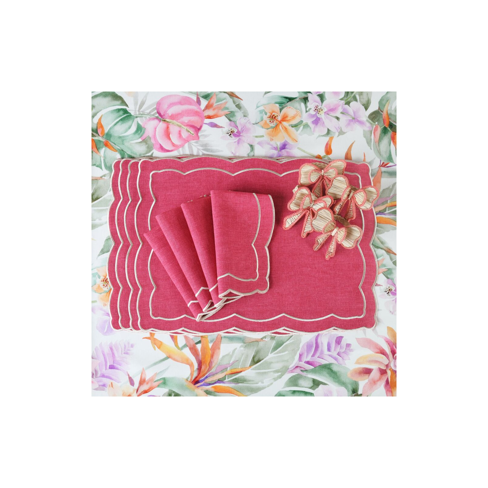 Zesatw 6 szt. obrączek na serwetki Pink Bows