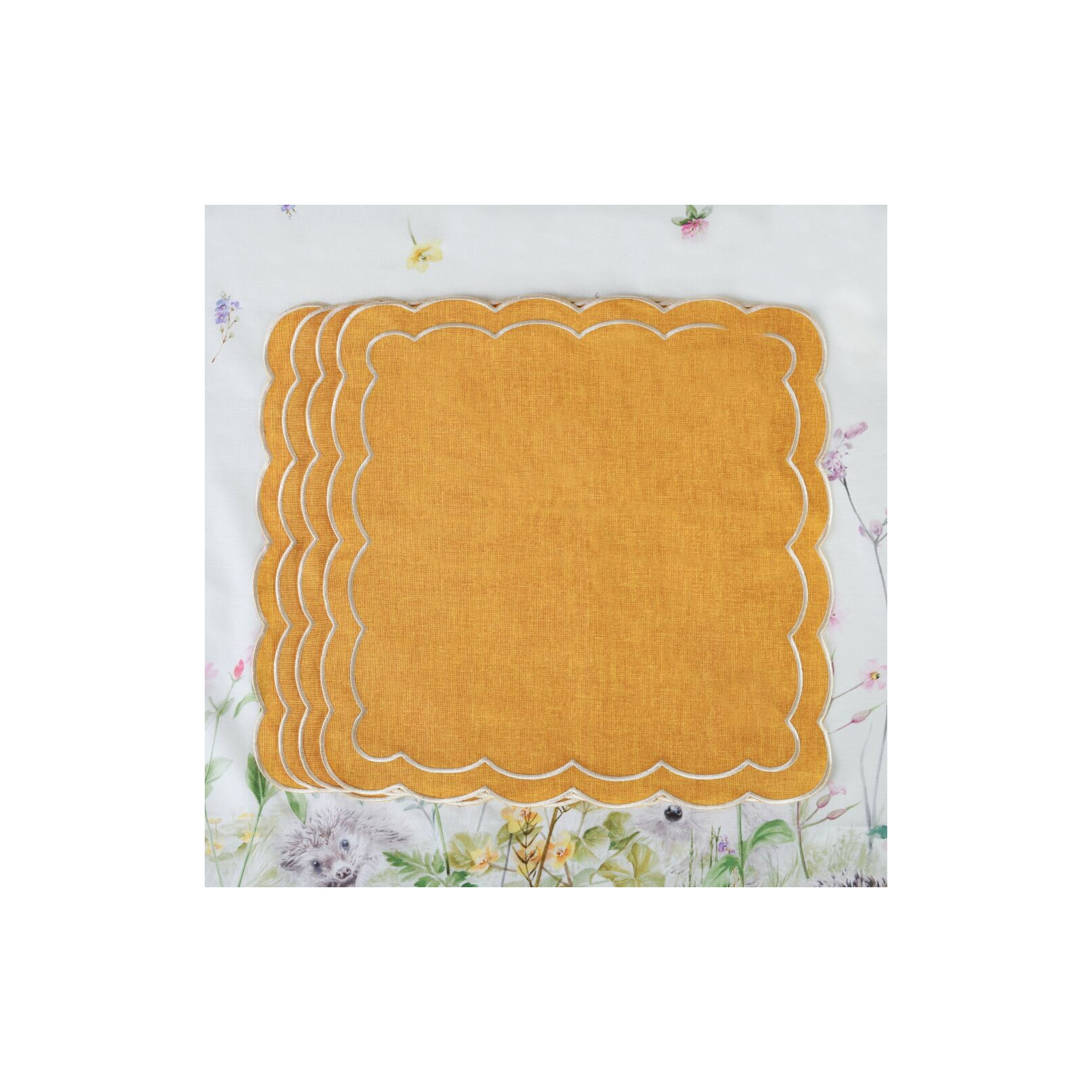 Zeatw 6 szt. haftowanych serwetek Yellow Petali