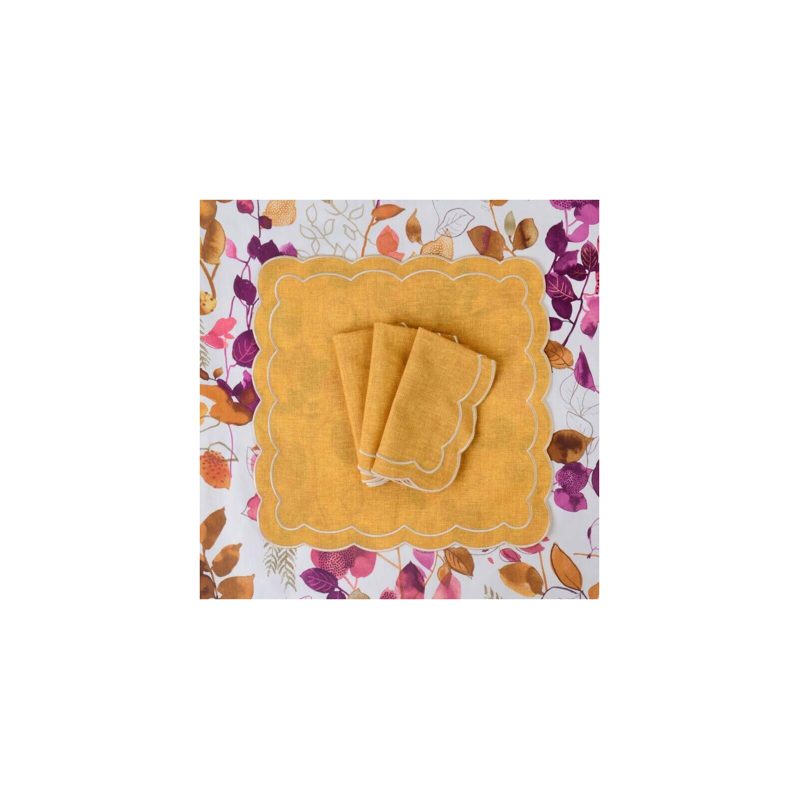 Zeatw 6 szt. haftowanych serwetek Yellow Petali