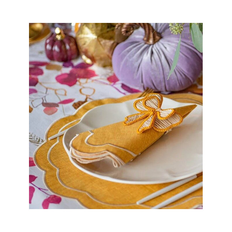 Zestaw 6 szt. haftowanych podkładek Yellow Petali