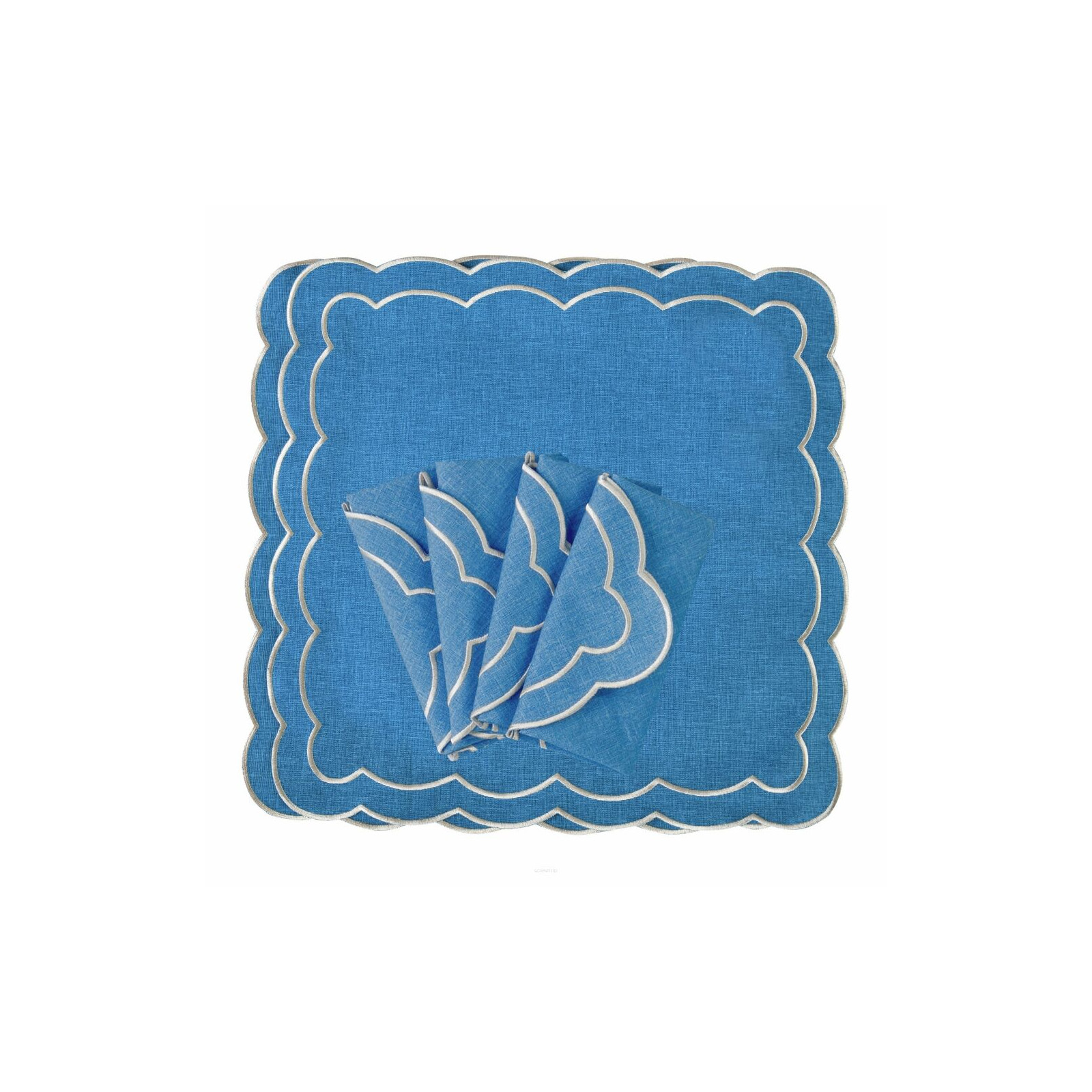 Zestaw 6 szt. haftowanych serwetek Blue Petali