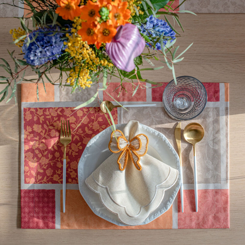 Zestaw 6 szt. haftowanych serwetek Beige Petali