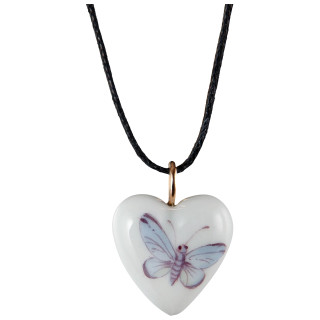 Meissen Zawieszka serce Motyl niebieski