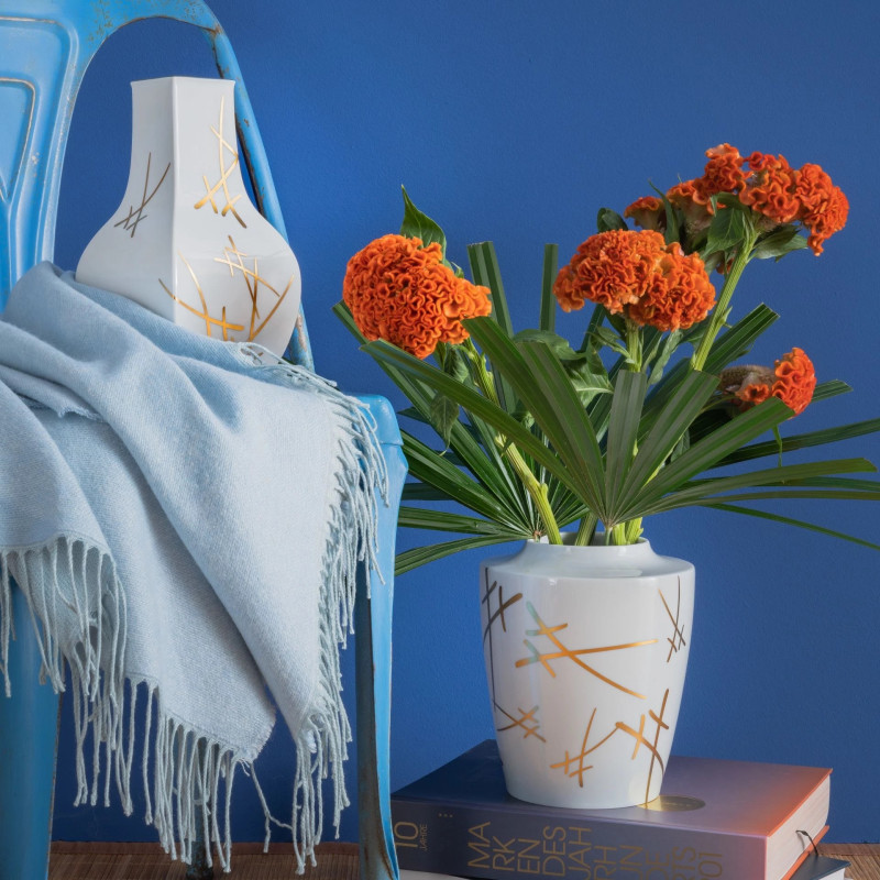 Meissen Miecze zł.-wazon 21cm