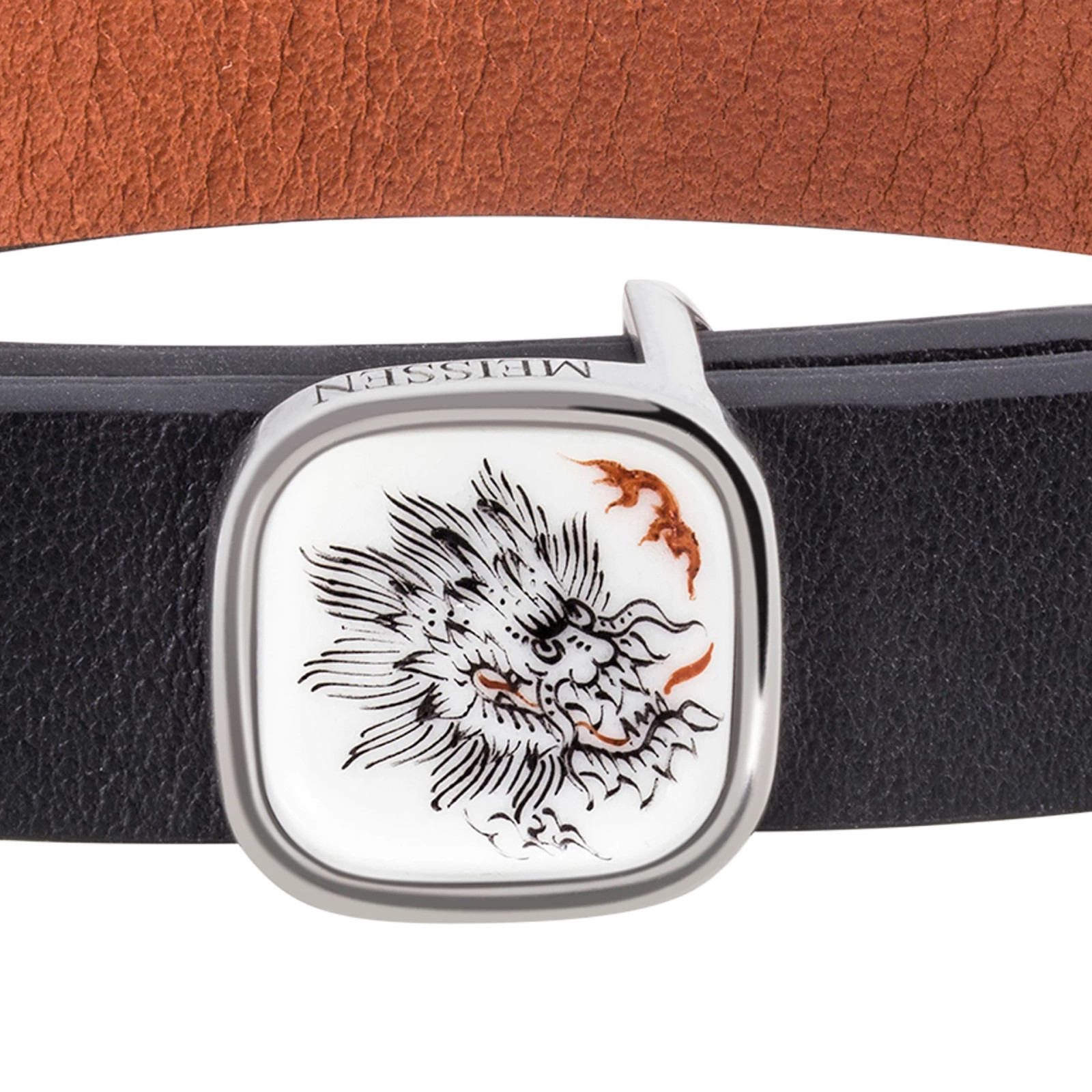 Meissen Bransoleta skórzana Smok Czarny