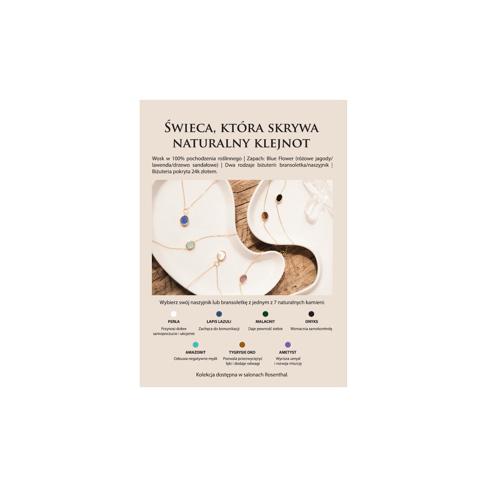 Pierres świeca z naszyjnikiem kamień szlachetny Malachit