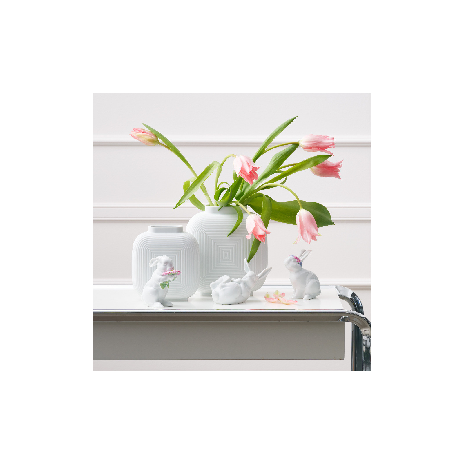 Zając Amelia malowany kwiat-porcelanowa figurka Furstenberg