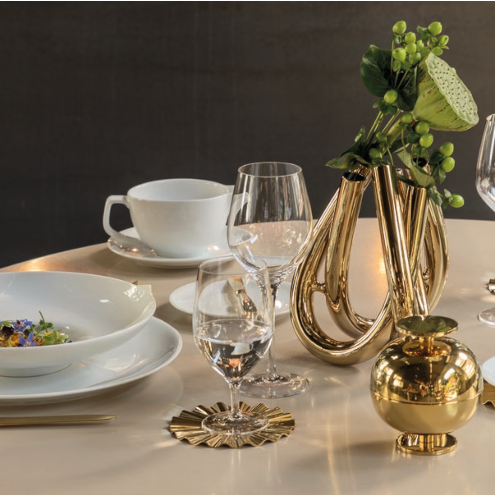 Sambonet Kyma gold Podstawka pod kieliszek 12 cm