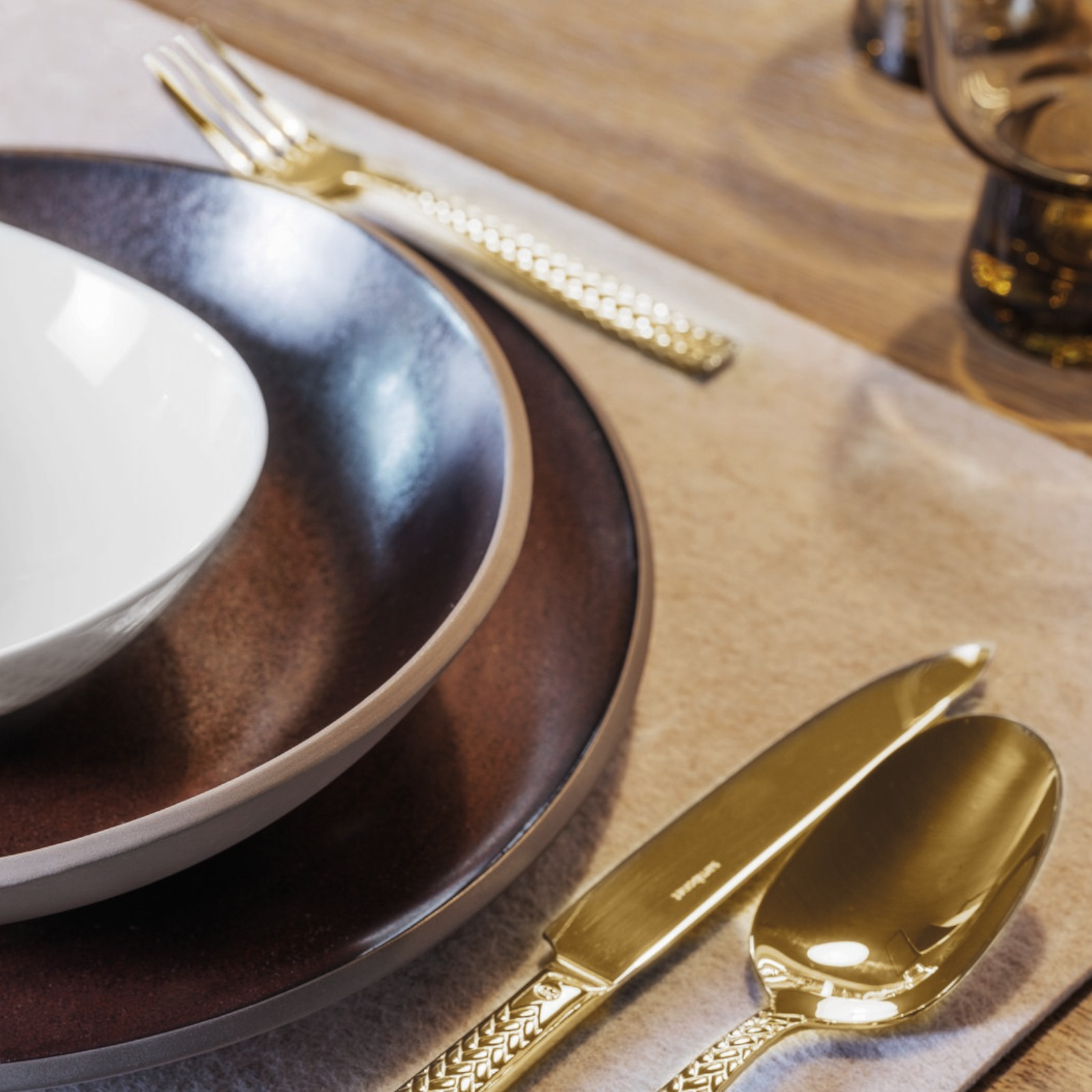 Sambonet Cortina 30 cz. zestaw sztućców złoty