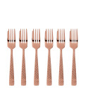 Sambonet Cortina zestaw 6 widelczyków do ciasta miedź