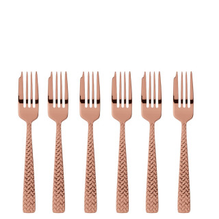 Sambonet Cortina zestaw 6 widelczyków do ciasta miedź