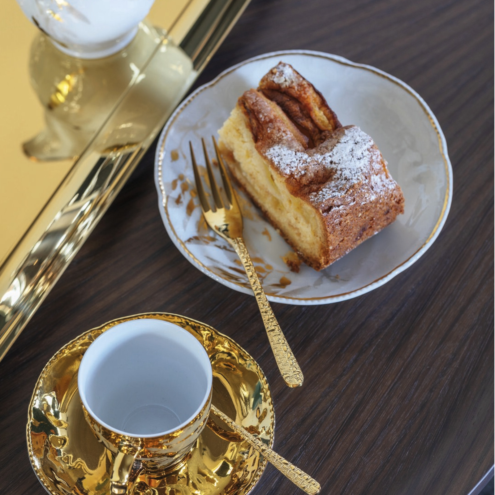 Sambonet Venezia zestaw 6 widelczyków do ciasta złoty