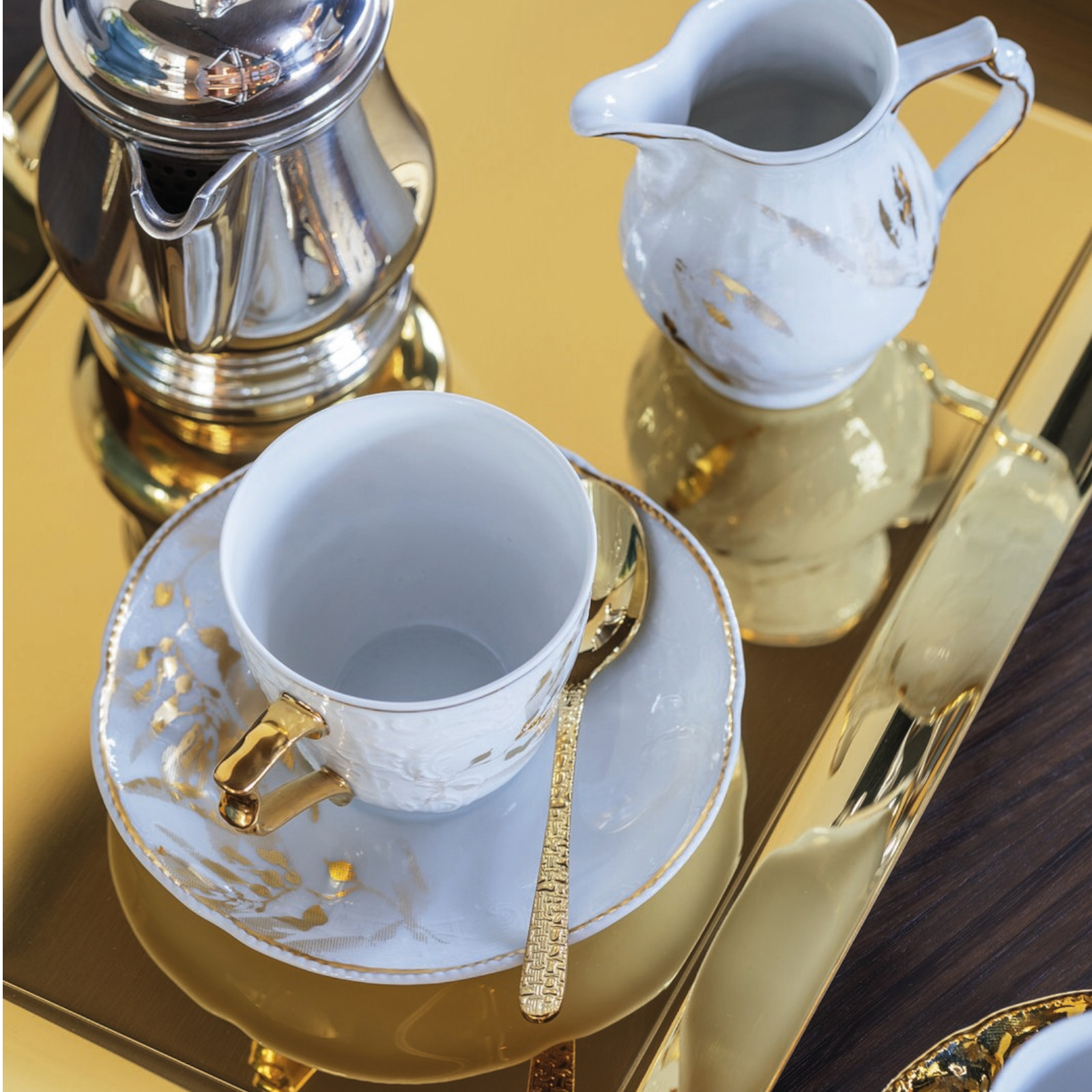 Sambonet Venezia zestaw 6 łyżeczek mokka złoty