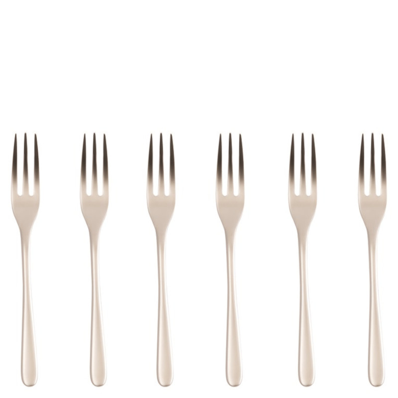 Sambonet Taste zestaw 6 widelczyków do ciasta szampan antique