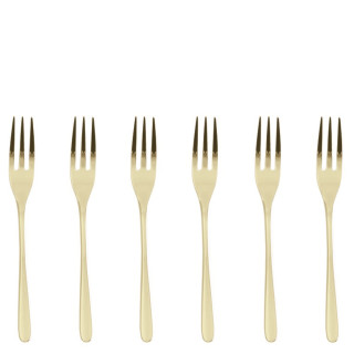 Sambonet Taste zestaw 6 widelczyków do ciasta szampan