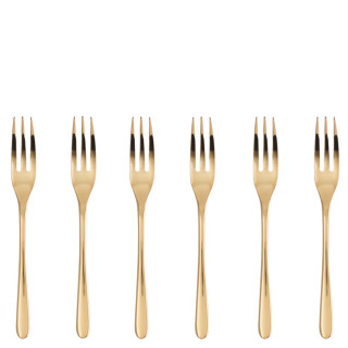 Sambonet Taste zestaw 6 widelczyków do ciasta złoty
