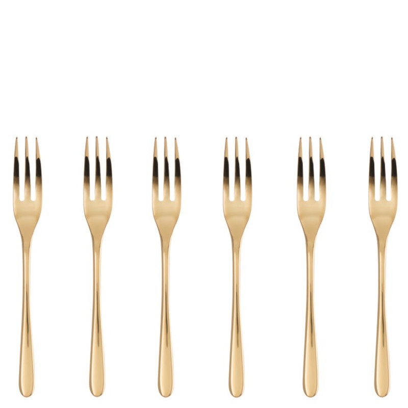 Sambonet Taste zestaw 6 widelczyków do ciasta złoty