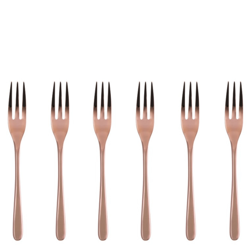 Sambonet Taste zestaw 6 widelczyków do ciasta miedź