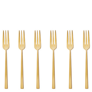 Sambonet Rock zestaw 6 widelczyków do ciasta złoty