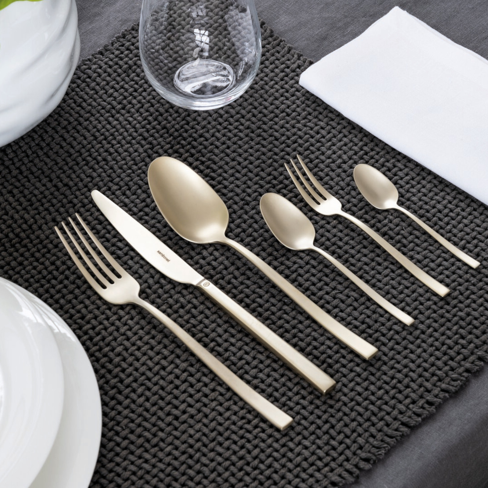 Sambonet Rock 24 cz. zestaw sztućców szampan antique